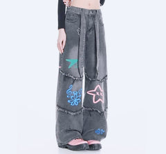 High Waist Gothic Tassels Denim Pant