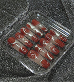 Y2K Dark Red Baddie Press On Nails