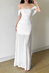 Gothic Hooded Tube Fitted Solid Maxi Dress