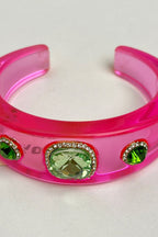 Rhinestone Resin Round Open Bracelet