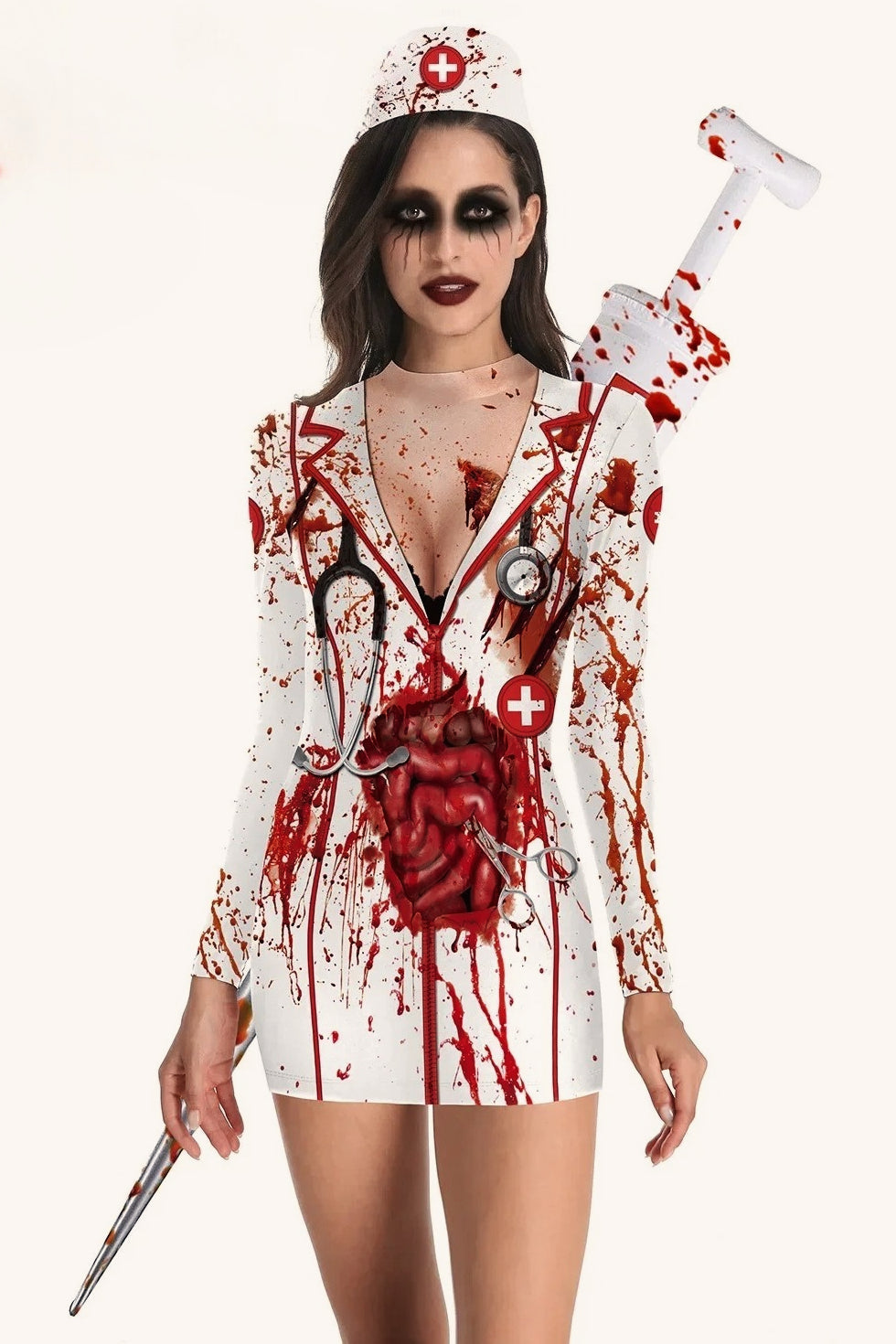 Horror Blood Nurse Halloween Costume Main image
