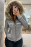 Fluffy Trim Letter Graphic Hoodies