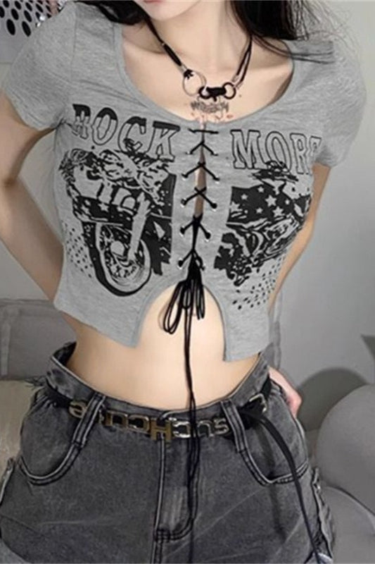 Y2K Punk Tie Irregular Crop Top Secondary image