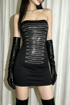 Metal Loop Strapless Mini Dress