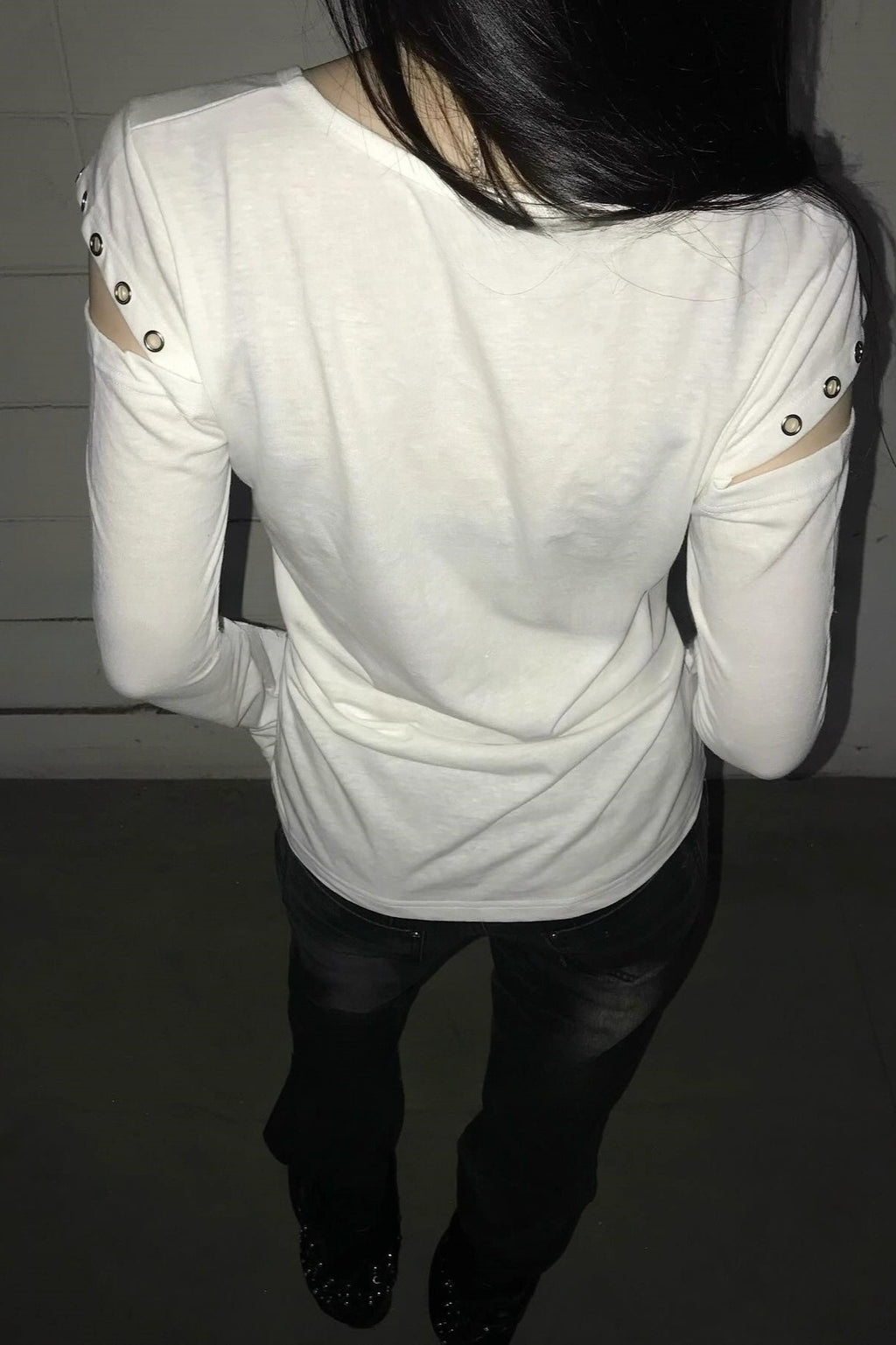 Y2K Crew Neck Print Off-Shoulder T-Shirt