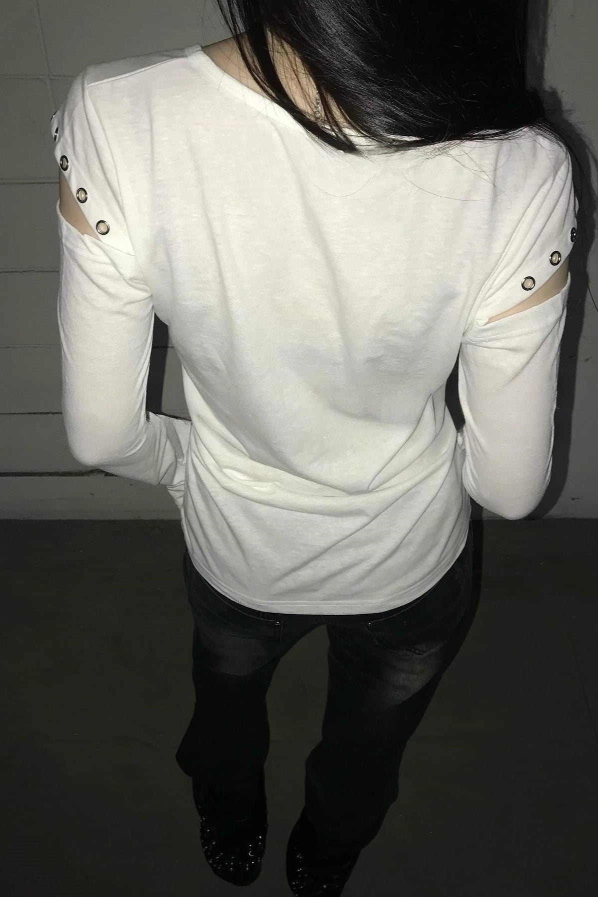 Y2K Crew Neck Print Off-Shoulder T-Shirt