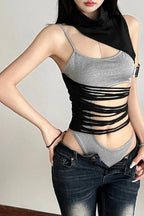 Sexy Lingerie Style Asymmetrical Mesh Top