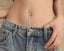 7 Heart Crystals Dangle Gothic Belly Ring