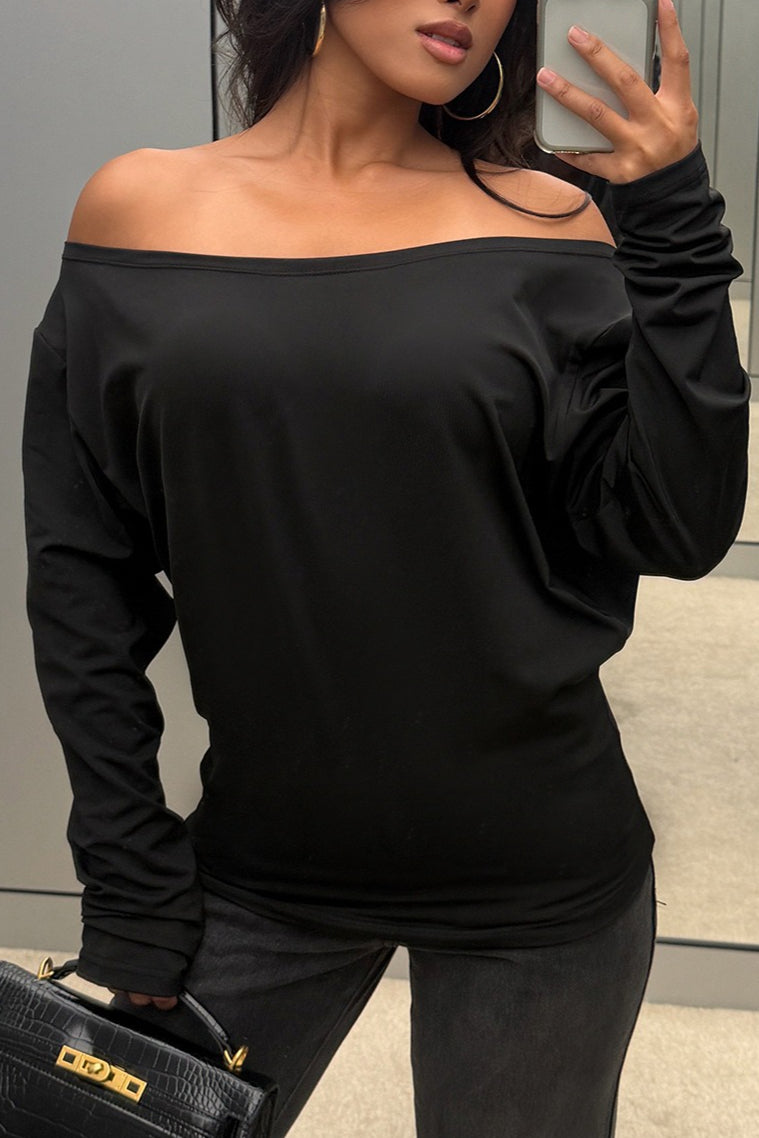 Lace Back Wide Neck Sweatshirt