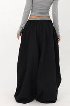 Layered Waistband Baggy Drawstring Pants