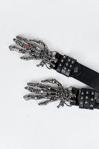 Dark Skull Red Heart Hand Buckle Belt