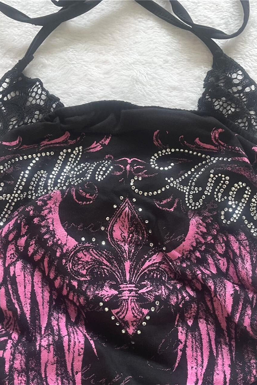 Y2K Shibuya Punk Lace Halter Top Secondary image