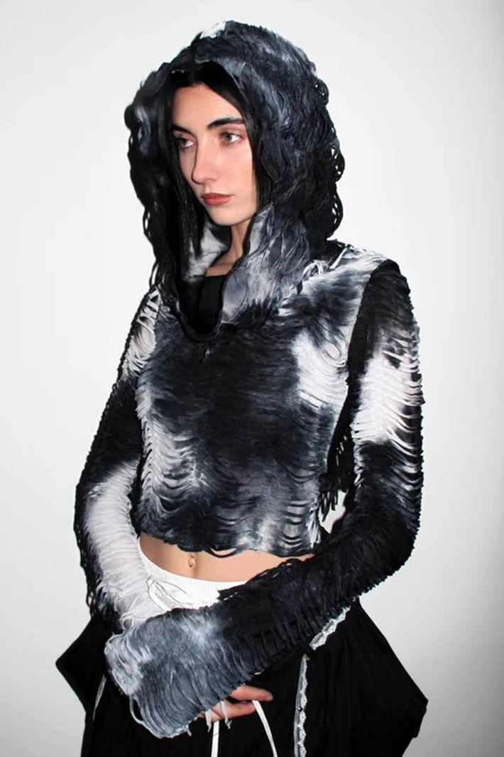 Dark Style Ruched Hoodie Secondary image
