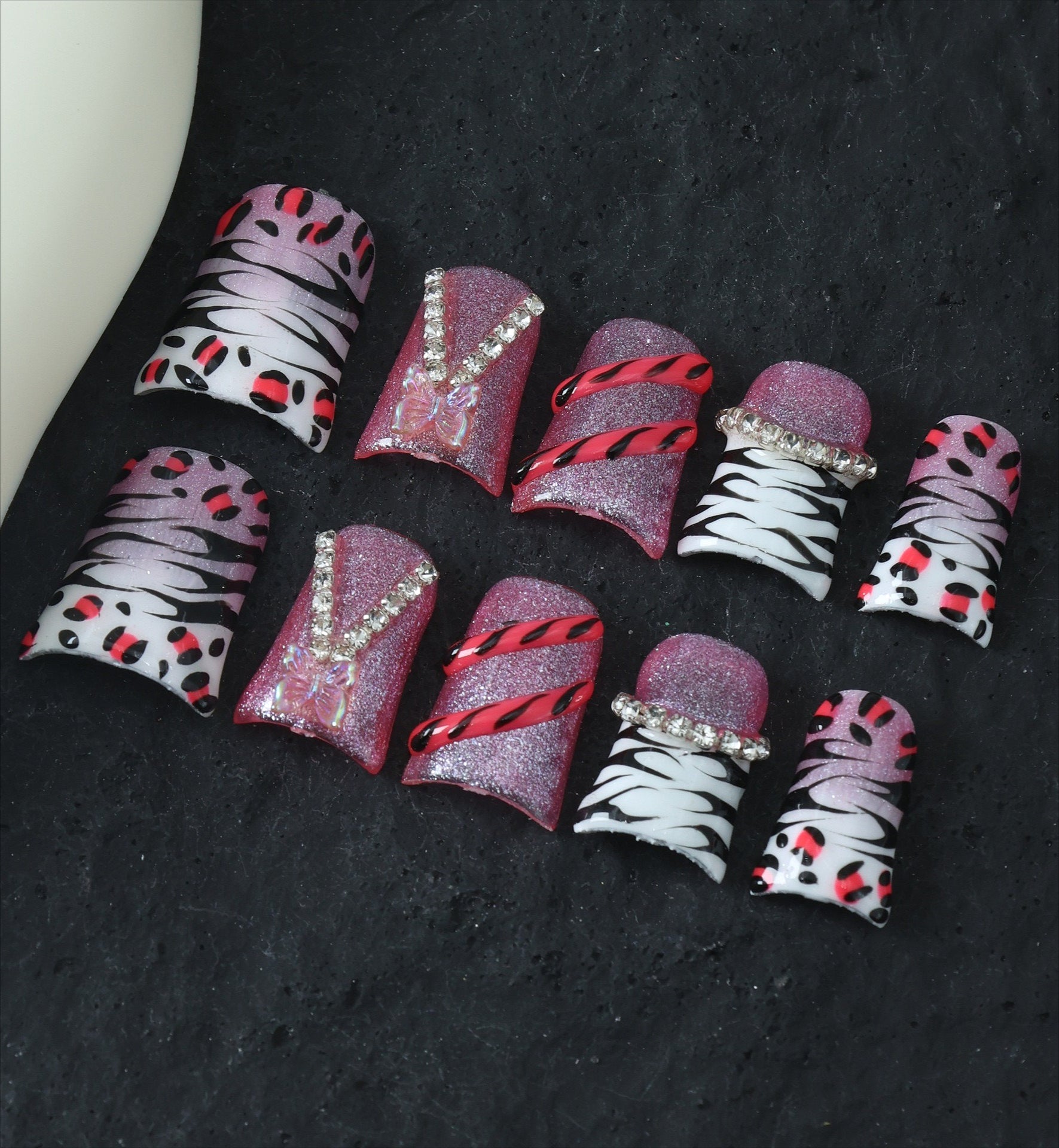 Y2K Leopard Punk Duck Nail Press On Nails