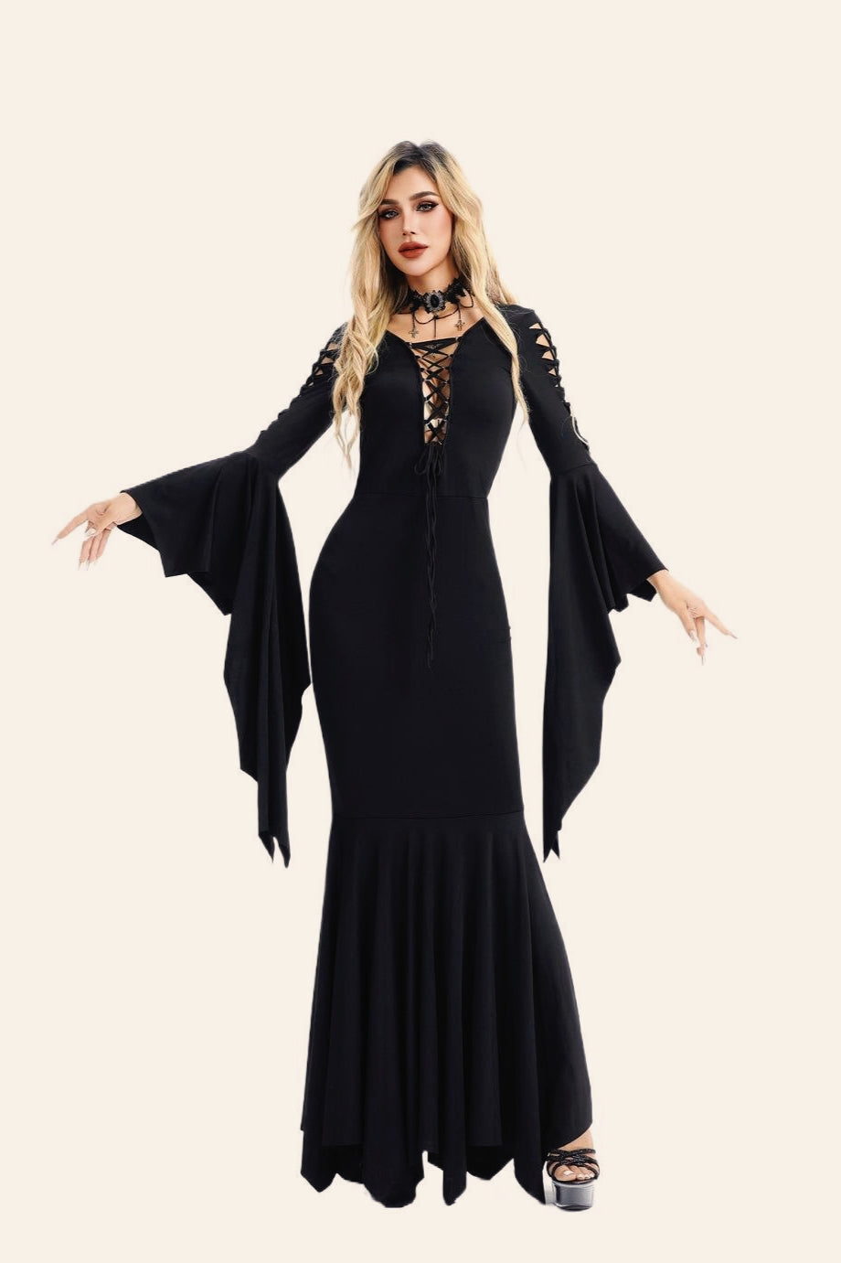 Gothic Vampire Bat Halloween Dress Secondary image