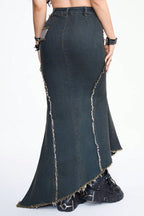 Cross Patch Split Denim Skirts