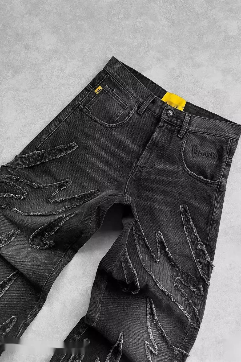 Gradient Embroidered Wide-Leg Jeans
