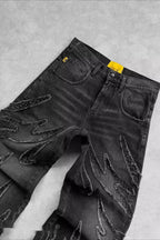 Gradient Embroidered Wide-Leg Jeans