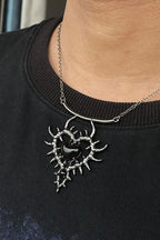 Gothic Thorn Heart Rhinestone Necklace