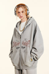 Gothic Oversized Zip-Up Hoodie