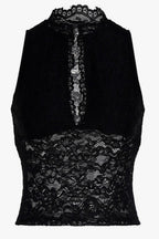 Gothic Hollow Stand Collar Lace Tank Top
