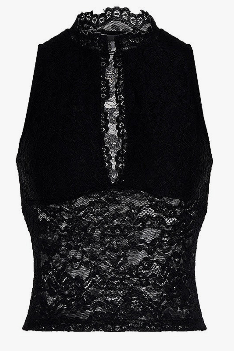 Gothic Hollow Stand Collar Lace Tank Top