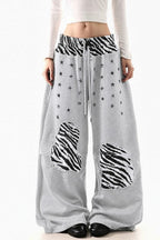 Leopard Double Waist Wide Leg Pants