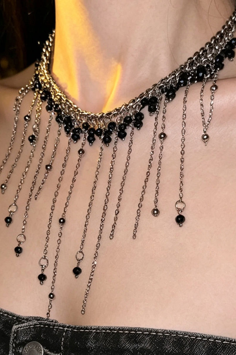 Beaded Fringe Layered Choker Necklaces Secondary image