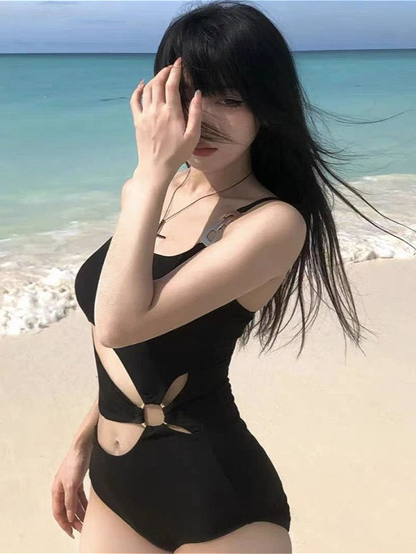 Black Sexy Cutout One-Piece Swimwear