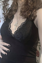Gothic Lace Ruffled Pleated Cami