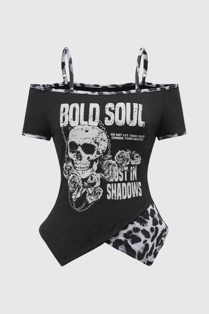 Leopard Skull Off Shoulder Cami Top Main image