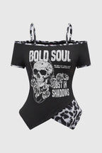Leopard Skull Off Shoulder Cami Top