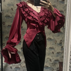 Victorian Lace V-Neck Blouse