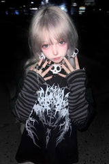 Y2K Dark Grunge Rock Printed Layered Versatile T-shirt