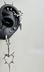 Gothic Thorn Heart Stud Earrings
