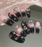 Y2K Pink Black Press On Nails