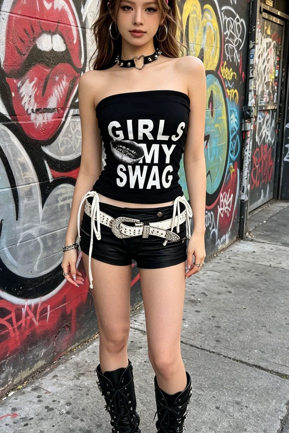 Y2K Printed Strapless Crop Top