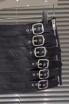 Black Buckle Faux Leather Mini Skirt