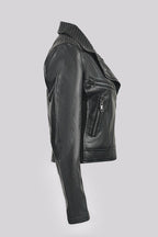 Rivet Trim Cropped Moto Leather Jacket