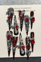 Vintage Blood Rose Gothic Press On Nails