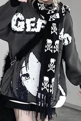 Punk Y2K Skull Thick Knit Scarf