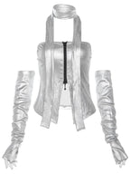 Cyber Sleeve Zip Up Crop Tank Top