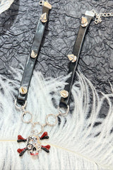 Punk Black Leather Skull Rivet Choker Necklace