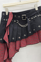 Plaid Layered Asymmetrical Mini Skirt