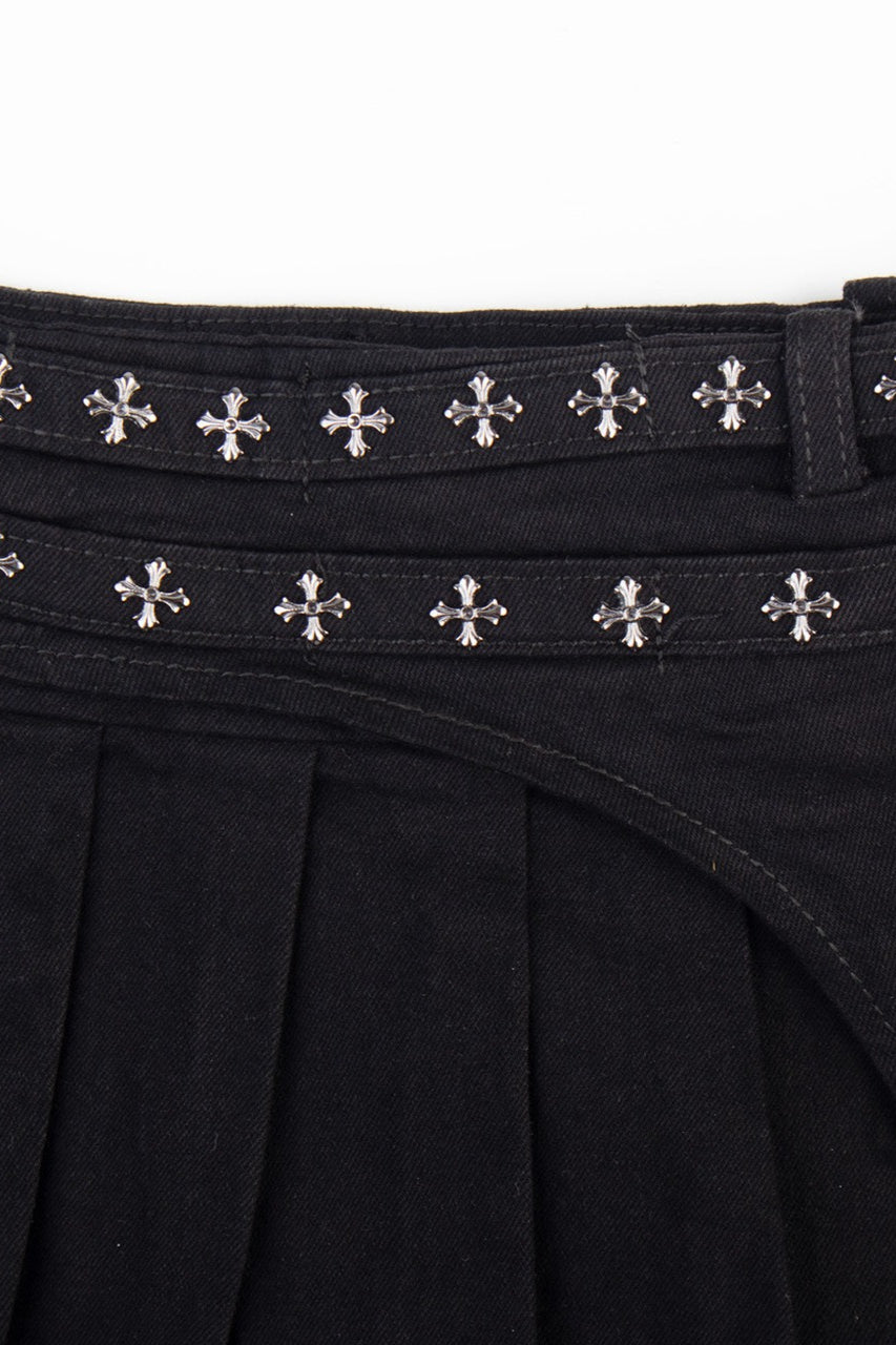 Studded Pleated Mini Skirt