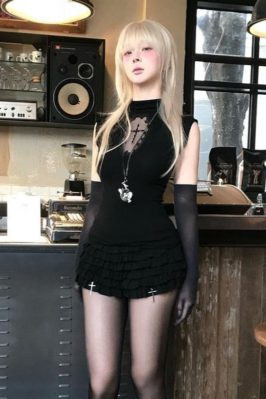 Gothic Cutout Slim Fit Tank Top