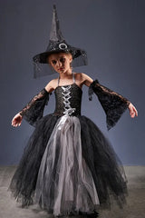 Witch Tulle Maxi Dress Kid Halloween Costume