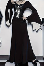 Batwing Cuff Graphic Maxi Dress