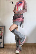Y2K Sweet Denim Midi Skirt