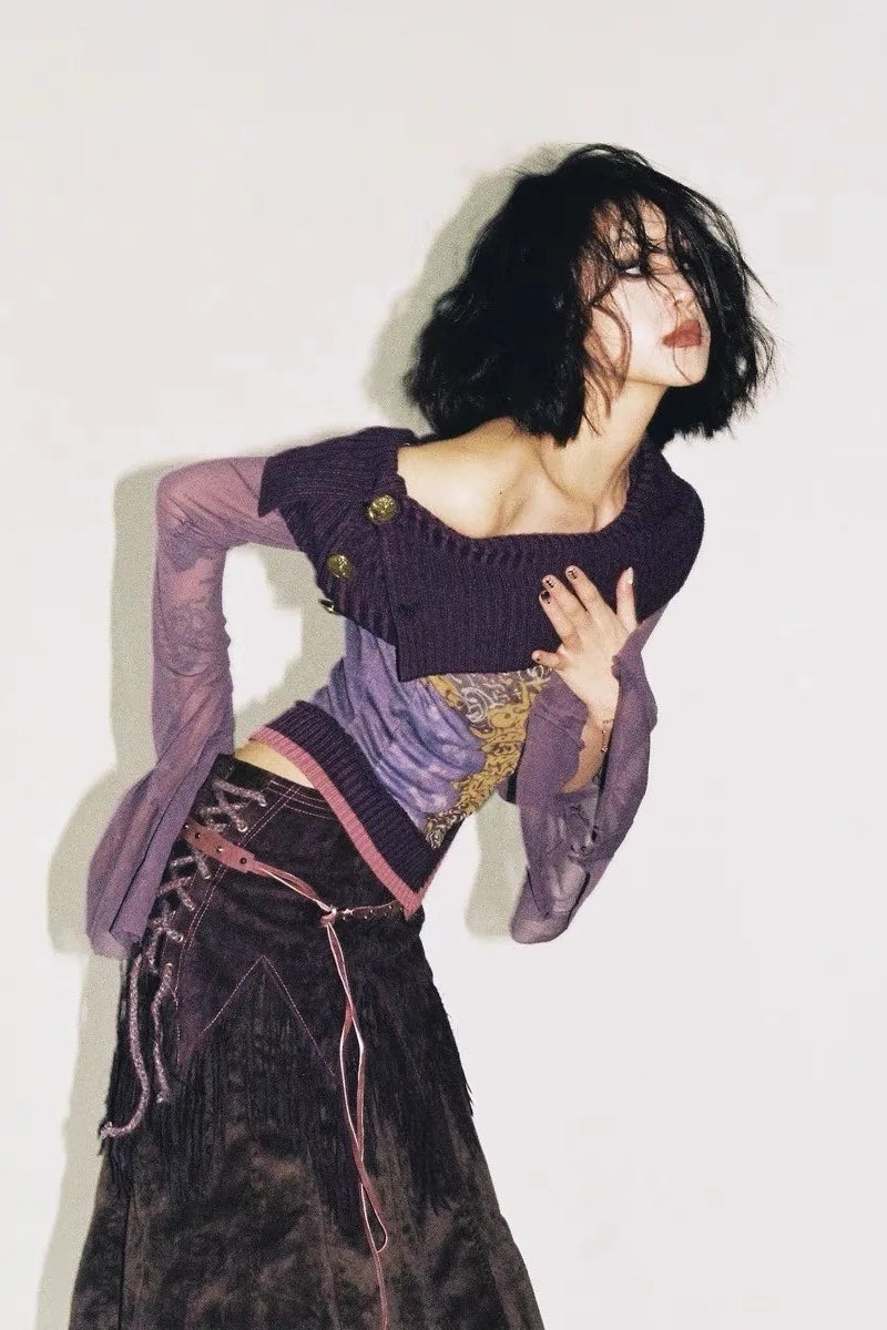 Y2K Off Shoulder Mesh Tank Top Main image
